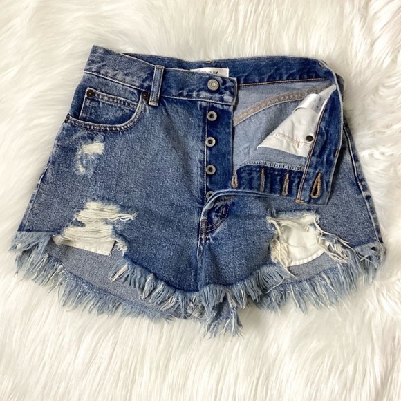 MOUSSY Loose Damage High Rise Distressed Shorts SIZE 2 - Picture 8 of 14